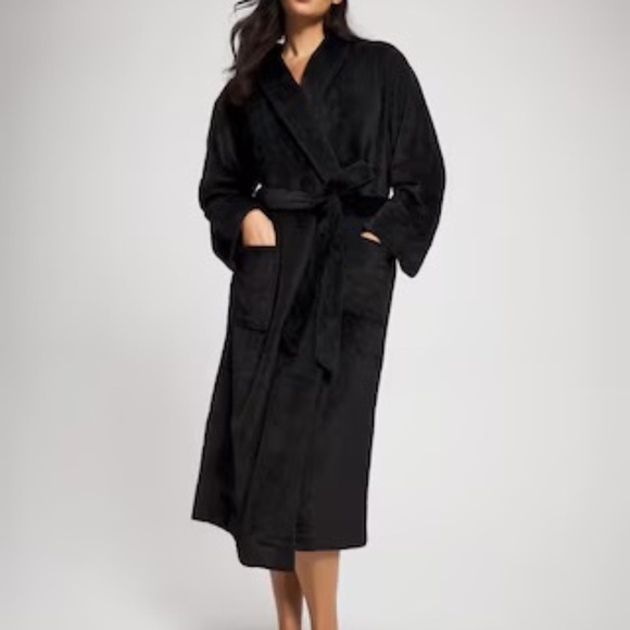 Soma Plush Long Robe Size L/XL in Black - Picture 1 of 3